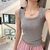 Top Básico de Otoño Temprano con Cuello Cuadrado y Color Sólido para Mujer, Color Rojo, Favorecedor para Traje, Capa Interior, Cobertura Lateral del Busto, Camisola Exterior, Hermoso Top de Espalda