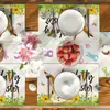 Mantel de Pascua transfronterizo lino patrón de huevo conejo impreso mantel de mesa fiesta atmósfera festiva vajilla decorativa