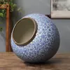 Decoraciones para el Hogar Adornos Jingdezhen Cerámica Juego de Tres Piezas Flor Seca Flor Estilo Chino Nuevo Jarrón de Cerámica Burbuja Azul