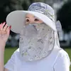 Chapéu de Aba Larga, Chapéu de Sol de Verão, Chapéu Cachecol de Proteção UV Facial para Mulheres, Chapéu para Ciclismo ao Ar Livre, Chapéu para Colheita de Chá