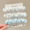 Goma para el pelo de satén azul muy brillante y lustrosa para niñas, liga de verano con alta elasticidad para coletas