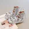Sandalias Romanas de Caña Alta para Niñas 2026 Verano Nuevos Zapatos de Playa de Suela Suave para Niños Sandalias Estilo Coreano de Princesa para Niñas Pequeñas