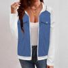 Amazon Aliexpress Comercio Exterior Transfronterizo Chaqueta con Cremallera Bloques de Color Otoño e Invierno Chaqueta Casual Cómoda de Mezclilla Empalmada Ropa para Mujer