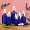 Frasco de Vidro Azul para Óleo Essencial com Conta-gotas de Ponta de Borracha 100ml Sub-frasco para Essência Cosmética Loção Venda Quente Transfronteiriça