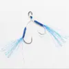 Línea de Nylon Placa de Hierro Gancho Azul Doble Gancho Gancho para Pesca en Barco Par de Ganchos de Placa de Hierro Pesca Lenta de Jigging Pez Negro Bacalao Pesca