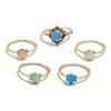 Anillo de cola de color caramelo de moda nueva europea y americana transfronteriza, anillo de articulación oper imitación, anillo de 5 piezas para mujer