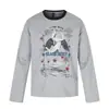 Camiseta Casual Masculina Hip Hop Tendência INS Primavera/Outono Solta Gola Redonda com Estampa de Asa de Personagem Manga Longa Top
