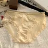 Deseo puro romántico ~ lencería de encaje de satén para niñas, transpirables, huecos, de cintura baja, entrepierna de algodón, sexys y divertidos calzones pequeños
