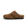 Sapatos Birkenstock Originais Couro Genuíno Couro de Vaca Cortiça Altura Aumentada Sola Grossa Chinelos Fundo Plano Bico Fechado Meia Chinelo Estilo Japonês Tamanho Grande Sapatos Birkenstock