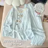 Xiaohongshu y Douyin: Nueva colección Otoño/Invierno de conjuntos de pijama de algodón nube a cuadros para mujer con copas incorporadas, adecuados para ventas transfronterizas