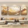 Pintura Decorativa para Sala de Estar Estilo Creme Flores e Plantas Verdes Simples Moderna Parede de Fundo de Sofá Pintura de Parede Pequeno Fresco Triptíco Mural
