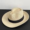 Sombrero de Paja Hueco Transpirable para Mujer en Verano Retro Ala Ancha Mostrando la Cara Pequeño Vacaciones en la Costa Protección Solar Parasol de Playa Sombrero de Vaquero