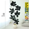 Planta Artificial Verde Grande Black Diamond Árbol de Goma Planta en Maceta de Interior para Sala de Estar Decoración de Planta de Árbol Imitación de Lujo Ligero de Gama Alta