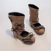 Botines de piel para niña, nueva colección otoño 2026, botines de tobillo estilo dulce con lazo, botas de moda versátiles y desmontables