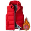 Chaleco de algodón con relleno de plumón para otoño e invierno, talla extra para hombre, con capucha desmontable, chaqueta deportiva de algodón, chaleco de lana de cordero, engrosado y a prueba de frío