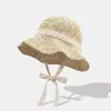 Chapéu de pescador dobrável feito à mão para primavera e verão, casual, afina o rosto, protetor solar de palha, respirável, renda, chapéu de sol fresco e estiloso
