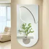 Pintura decorativa de entrada estilo creme com brilho de arenito texturizado, decoração de parede 3D de borboleta, mural com arranjo de plantas verdes hidropônicas e flores
