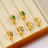 Arete de Aro Francés Retro Transfronterizo de Circonita de Lujo Ligero Anillo de Diseño Nicho Oro de 18K Acero Inoxidable Moda Aretes Altos