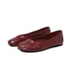 Zapatos Lavables de Cuero de Caballo con Punta Dividida para Mujer, Zapatos de Pezuña de Cerdo, Nuevo Estilo de Otoño, Cuero Genuino por Dentro y por Fuera, Zapatos Planos, Zapatos Rojos Cómodos, Zapatos de Boca Baja