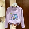 Camiseta de manga larga de algodón puro para niño, nuevo modelo otoño 2026, camiseta interior de manga larga con estampado de dibujos animados para niños