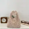 510236 Veludo Cotelê Pequena Floral Sacola de Compras Lancheira Bolsa de Pulso Bolsa Tote para Diversos Organizador Bolsa de Mão