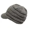 Gorra de punto popular transfronteriza europea y americana de eBay 2019 para mujer con cola de caballo, visera, sombrero de lana, a cuadros cuadrados