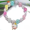 Pulseira Infantil de Desenho Animado Mais Vendida no Exterior Pulseira de Contas Liga Metálica Unicórnio Sereia Concha Pingente Pulseira de Menina