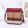 Bolso de Comercio Exterior para Mujer, Bolso de Cubo a Cuadros Simple, de Cuero Genuino, Nuevo Bolso Mini de Hombro a la Moda para Mujer
