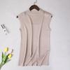 Camisola de Mujer Verano Ropa Exterior Chaleco Cuello Alto Medio Seda de Hielo Lino Alta Elasticidad Tejido de Punto Camisa Base con Top sin Mangas Trbottomy