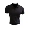 Nova Camisa Polo Casual Artística Versátil da Moda com Manga Curta de Seda Gelada Respirável de Alta Qualidade Popular Sem Marca