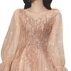 Vestido de Noche para Mujer 2026 Nuevo Estilo Color Champaña Elegante Vestido Largo para Banquetes, de Manga Larga, Gran Vestido de Noche para Reuniones Anuales, Verano