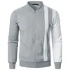 Suéter casual masculino com zíper, gola alta, combinação de cores, jaqueta casual, cardigã casual masculino