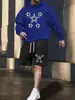 Traje Clásico de Estampado de Cruz Más Vendido Transfronterizo, Conjunto Versátil y Elegante de Sudadera y Shorts