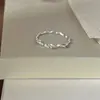 Anillo de Flor Cepillada de Plata de Ley S925 para Mujer, No se Desvanece, Diseño Abierto, Lujo Ligero, Nicho, Sensación de Alta Gama, Anillo para el Dedo Índice, Moderno