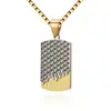Collar con colgante cuadrado geométrico más vendido transfronterizo para hombre, grabado DIY, oro de 18 quilates, lujo ligero, joyería versátil de acero inoxidable