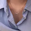 Prata Esterlina S925 Versão Coreana Fresca Laço Pérola Colar Versátil da Moda para Mulheres, Item Quente Versátil Popular de Celebridade da Internet
