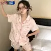 Direto da Fábrica Verão Novidades Manga Curta Algodão Nuvem Desenho Animado Pijama Roupa de Casa Pode Ser Usado Fora Fofo Gola Pequena Conjunto