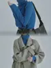Suéter de punto color azul Klein muy favorecedor para mujer, suéter de cuello alto en capas, ajuste ceñido para otoño e invierno, sofisticado top para capa interior
