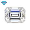 Huagang Gem Diamante Moissanita Pedra Nua Corte Esmeralda Retângulo Chanfrado Anéis Planos Importado Moissanita Pedra Nua Cor d