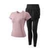 Traje de Ropa de Yoga Hielo de Verano para Mujer Malla Transpirable de Secado Rápido Falso Dos Piezas Ropa de Secado Rápido para Deportes al Aire Libre Running Fitness