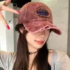 Gorra de Béisbol Bordada Vintage Estilo Americano Desgastada para Mujer, Circunferencia de Cabeza Grande, Visera Profunda y Ancha, Sensación de Alta Gama, Gorra Tipo Pato
