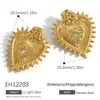 Pendientes transfronterizos de acero inoxidable, con un diseño retro único con un motivo de ojo turco en forma de corazón incrustado de diamantes, chapados en oro de 18 quilates, impermeables y resistentes al color