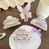 Lindo Clip Floral de Mariposa Color Crema Coreano para Mujer, Pinza de Tiburón Acrílica, Accesorio para el Cabello de Medio Agarre, Tocado Dulce y Suave
