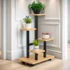 Soporte de flores de hierro forjado para balcón, soporte para macetas de suculentas, estante decorativo para jarrones de sala de estar, estilo escalonado, elegante, móvil y conveniente