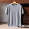 Suéter de punto de cachemira de manga corta para hombre, 100% cachemira pura, cuello redondo, blanco