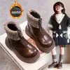 Botas de Algodón Gruesas, Elegantes y con Felpa para Niñas 2026 Otoño/Invierno Botas de Algodón Botas de Cuero para Niñas Botines de Suela Suave Niños Medianos y Grandes Botas Martin