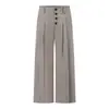 Pantalones de traje de estilo retro americano con botones y dobladillo curvo para hombre y mujer, corte holgado, color liso versátil, pantalones rectos de pierna ancha