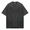 Camiseta retrô antiga lavada de algodão pesado 230g, marca Tide, roupas de marca de rua americana, impressão de logotipo faça você mesmo