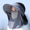 Mascarilla de Protección Solar, Mascarilla, Sombrero, Sombrero de Sol con Protección Integrada para el Cuello, Cubre Rostro para Mujer, Ala Ancha, Parte Superior Abierta, Sombrero de Sol de Seda de Hielo para Ciclismo