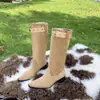 Botas Largas para Mujer Gamuza Versátil Hebilla Tacón Grueso Retro Francés 2026 Moda Nuevo Estilo Primavera Otoño